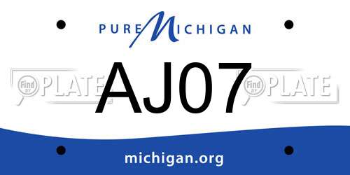 AJ07 Michigan License Plate