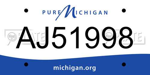 AJ51998 Michigan License Plate