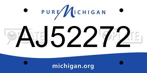 AJ52272 Michigan License Plate