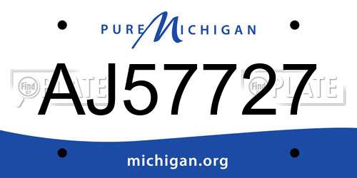 AJ57727 Michigan License Plate
