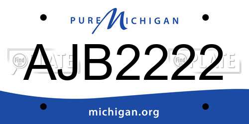 AJB2222 Michigan License Plate