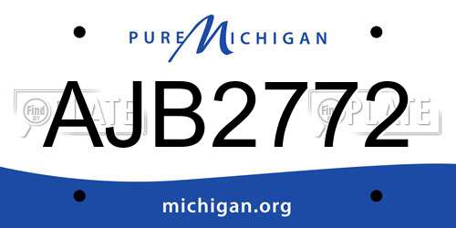 AJB2772 Michigan License Plate