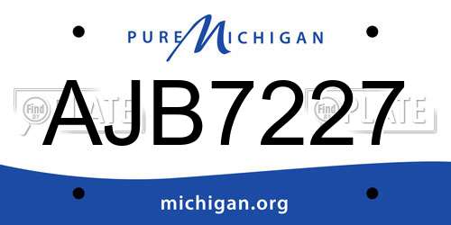 AJB7227 Michigan License Plate
