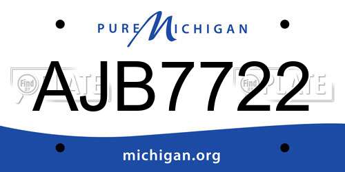 AJB7722 Michigan License Plate