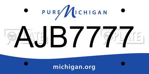 AJB7777 Michigan License Plate
