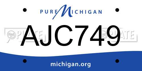 AJC749 Michigan License Plate