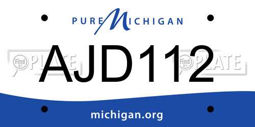 AJD112 Michigan License Plate