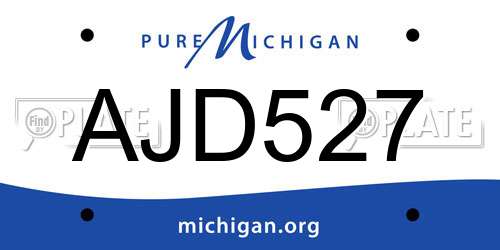 AJD527 Michigan License Plate