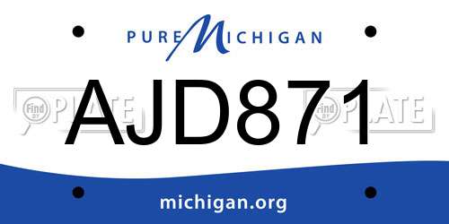 AJD871 Michigan License Plate