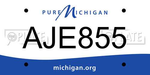 AJE855 Michigan License Plate