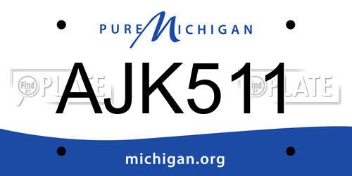 AJK511 Michigan License Plate