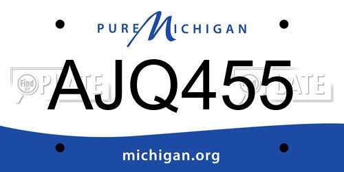 AJQ455 Michigan License Plate
