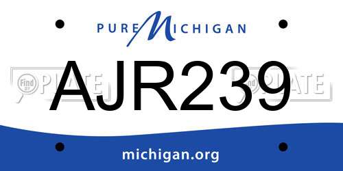 AJR239 Michigan License Plate