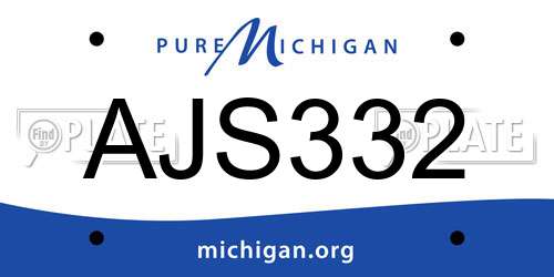 AJS332 Michigan License Plate