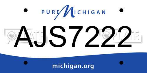 AJS7222 Michigan License Plate