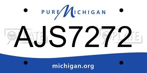 AJS7272 Michigan License Plate