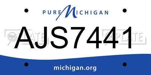 AJS7441 Michigan License Plate