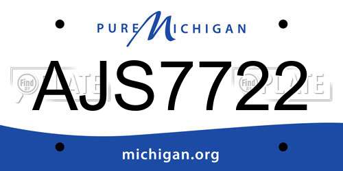 AJS7722 Michigan License Plate