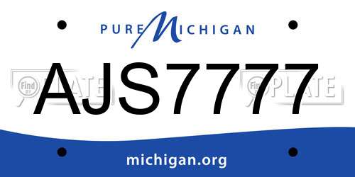 AJS7777 Michigan License Plate