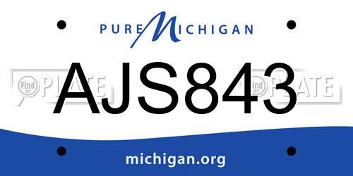 AJS843 Michigan License Plate