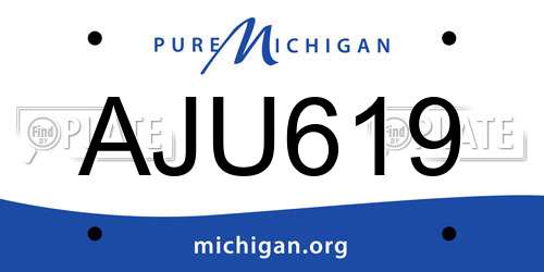 AJU619 Michigan License Plate