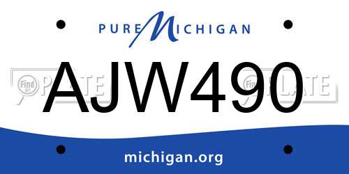 AJW490 Michigan License Plate