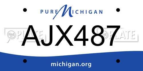 AJX487 Michigan License Plate