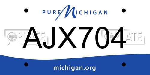 AJX704 Michigan License Plate