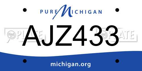 AJZ433 Michigan License Plate