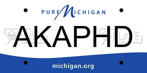 AKAPHD Michigan License Plate