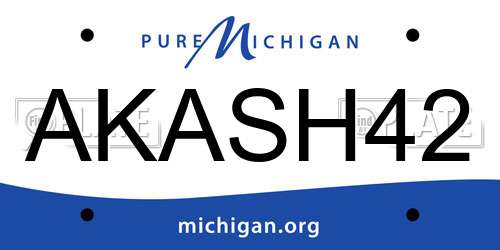 AKASH42 Michigan License Plate