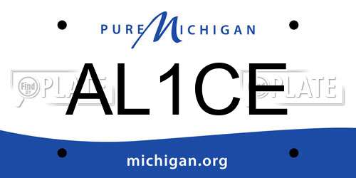 AL1CE Michigan License Plate
