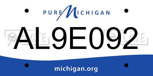 AL9E092 Michigan License Plate