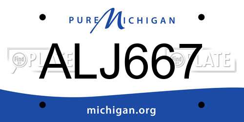 ALJ667 Michigan License Plate