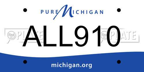 ALL910 Michigan License Plate