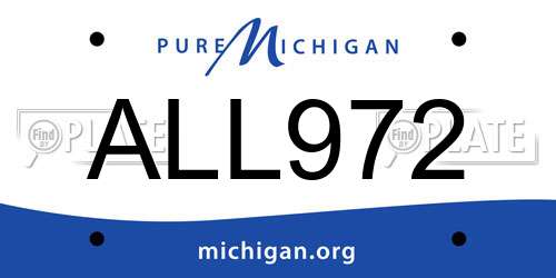 ALL972 Michigan License Plate