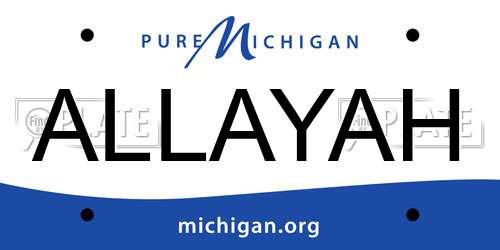 ALLAYAH Michigan License Plate