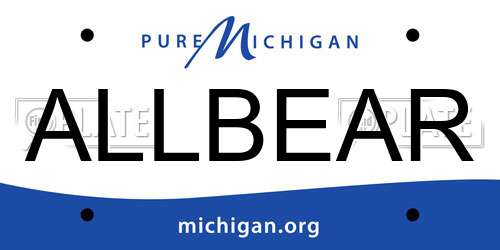 ALLBEAR Michigan License Plate