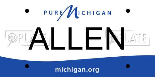 ALLEN Michigan License Plate