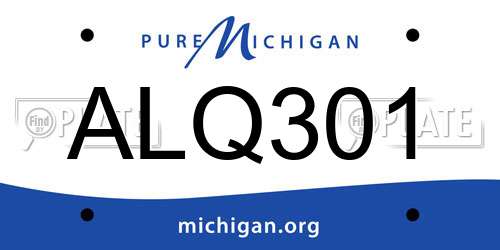 ALQ301 Michigan License Plate
