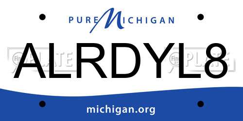 ALRDYL8 Michigan License Plate
