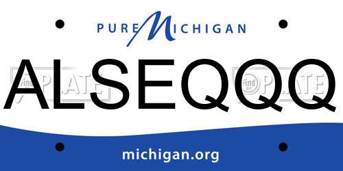 ALSEQQQ Michigan License Plate