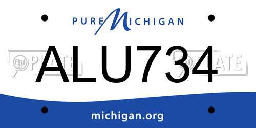 ALU734 Michigan License Plate