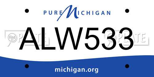 ALW533 Michigan License Plate