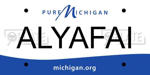 ALYAFAI Michigan License Plate