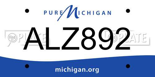 ALZ892 Michigan License Plate