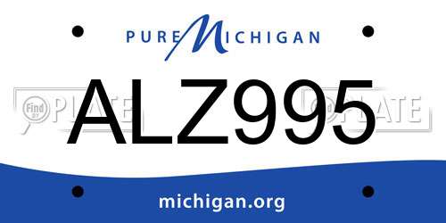 ALZ995 Michigan License Plate