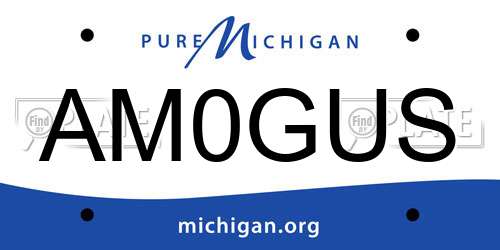 AM0GUS Michigan License Plate