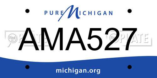 AMA527 Michigan License Plate