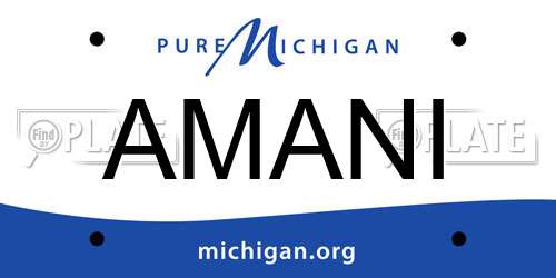 AMANI Michigan License Plate